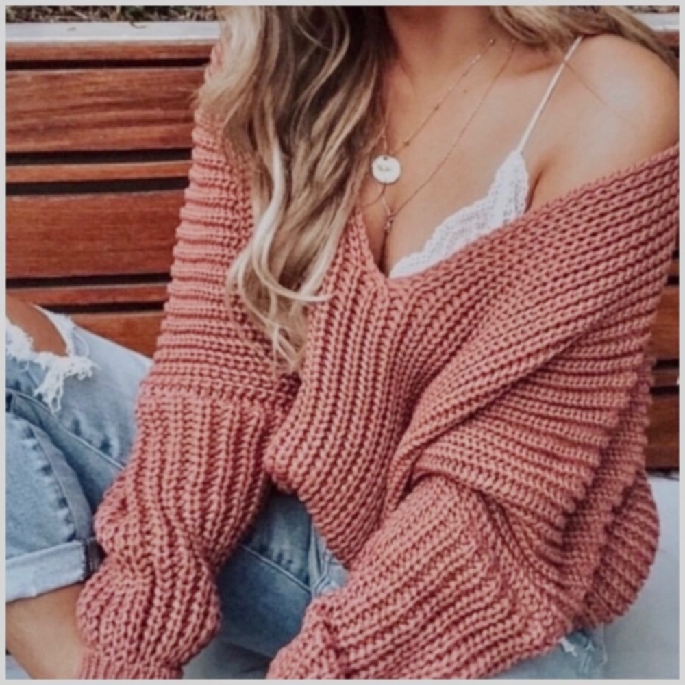 ❄️SOFT RED BEAN KNIT SWEATER - Picture 1 of 6